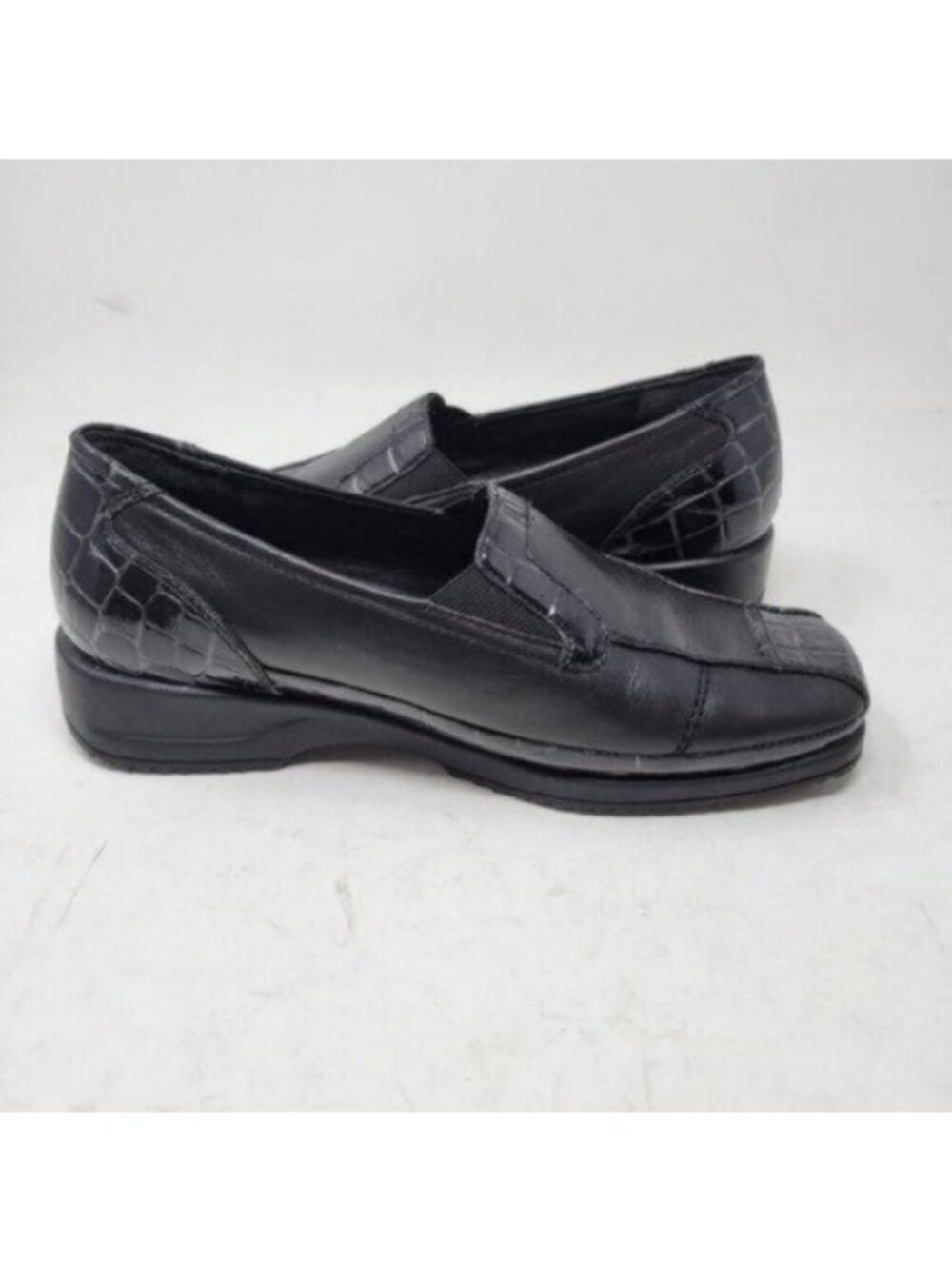 Ara Leather Crocodile Print Mokassin Slip On Loafer Shoe Black - Picture 7 of 12